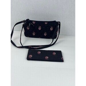 Vera Bradley Houndstooth Brown Amy Crossbody Purse Bag and checkbook cover